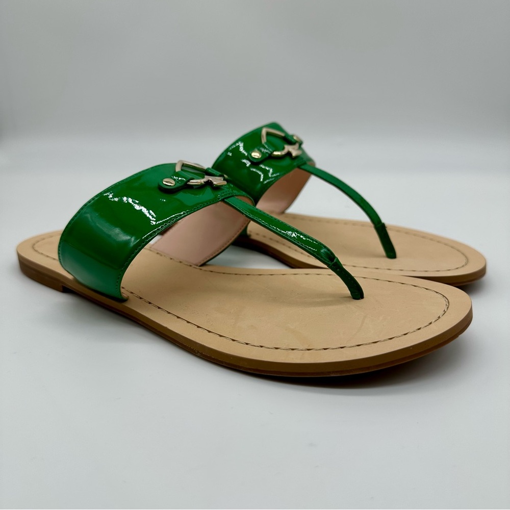 Kate Spade Cassis Patent Green Heart Thong Sandals Size 9 - Picture 6 of 10